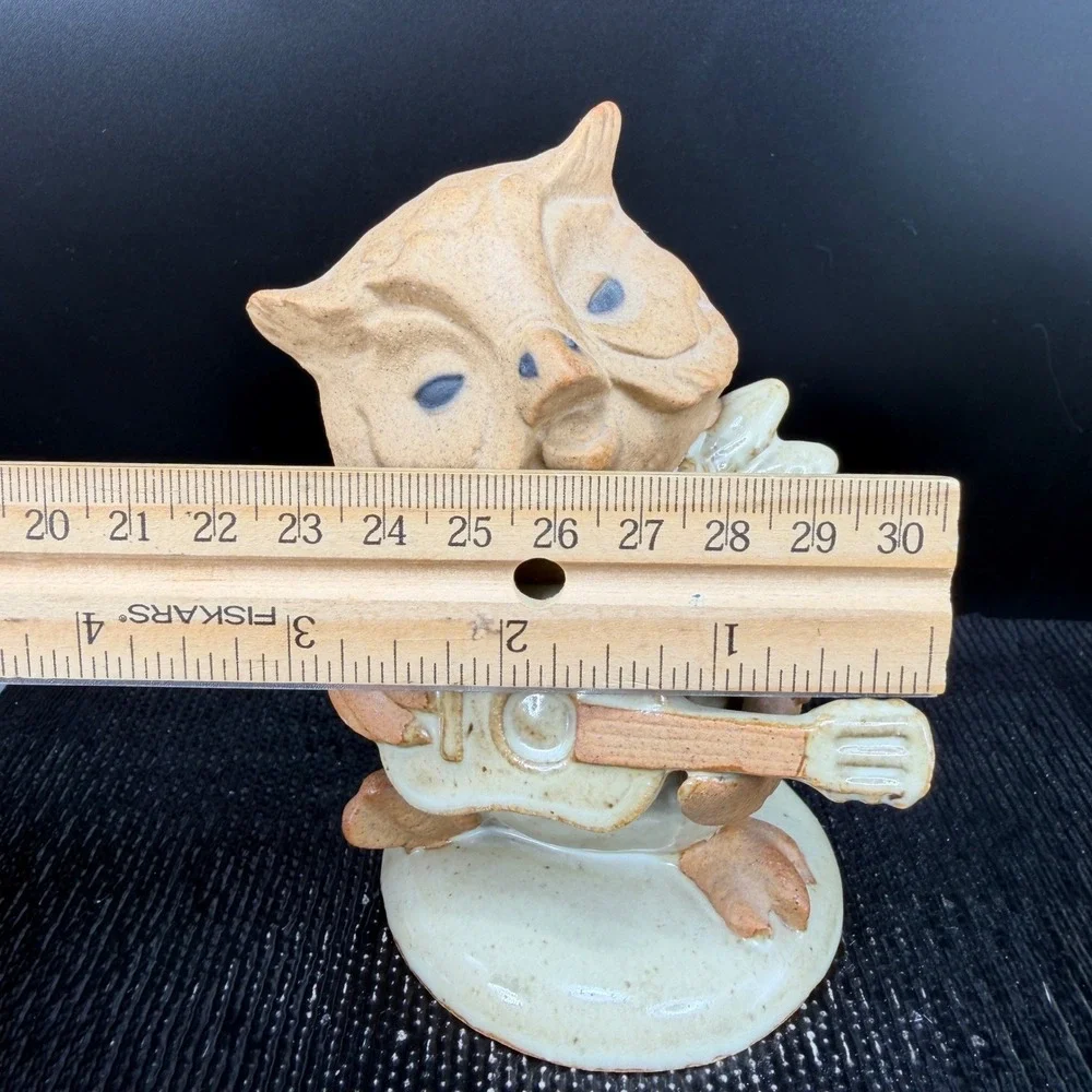 Vintage‎ UC Japan Ceramic Owl Figurine Playing Guitar Whimsical Pottery Decor
